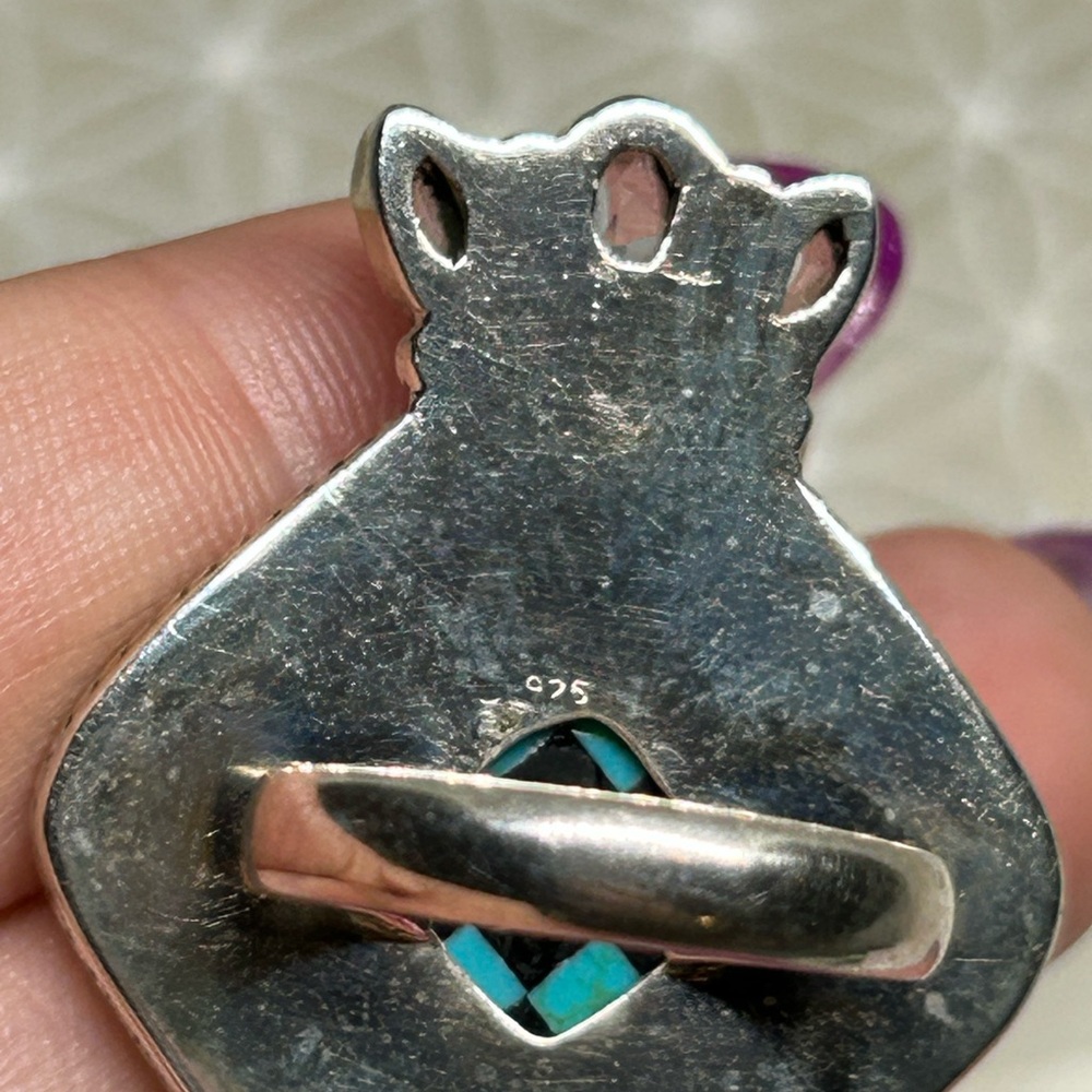 Turquoise Checkered Ring - Picture 4 of 7